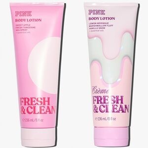 PINK Victoria's Secret Fresh & Clean Classic & Crème Body Lotion Set of 2 NEW